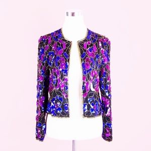 Papéll Boutique 100% Silk Sequined Evening Jacket